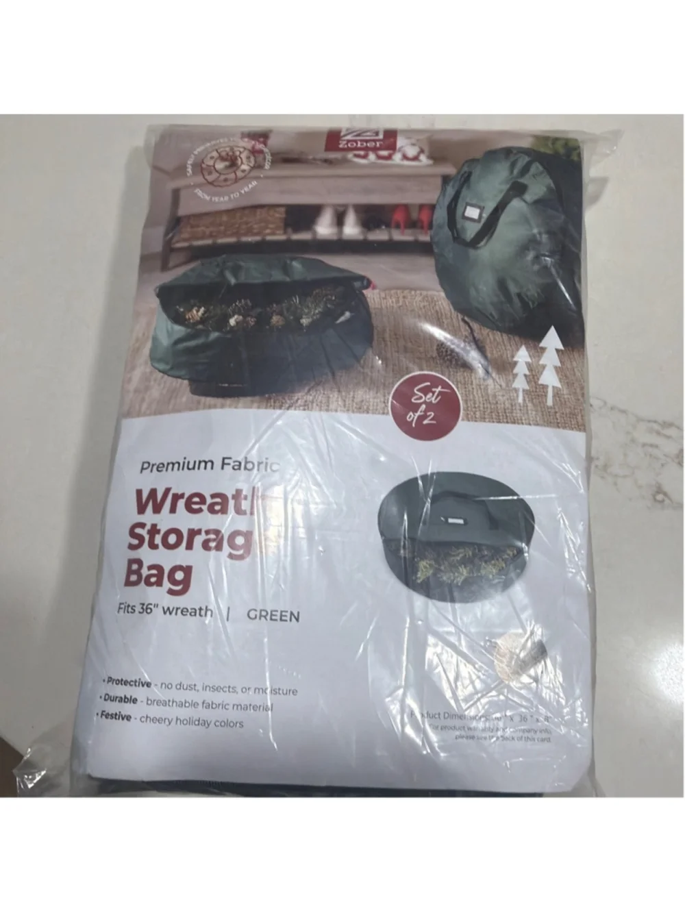 NEW 2 Pack Oxford Christmas Wreath Storage Container 36” Bag